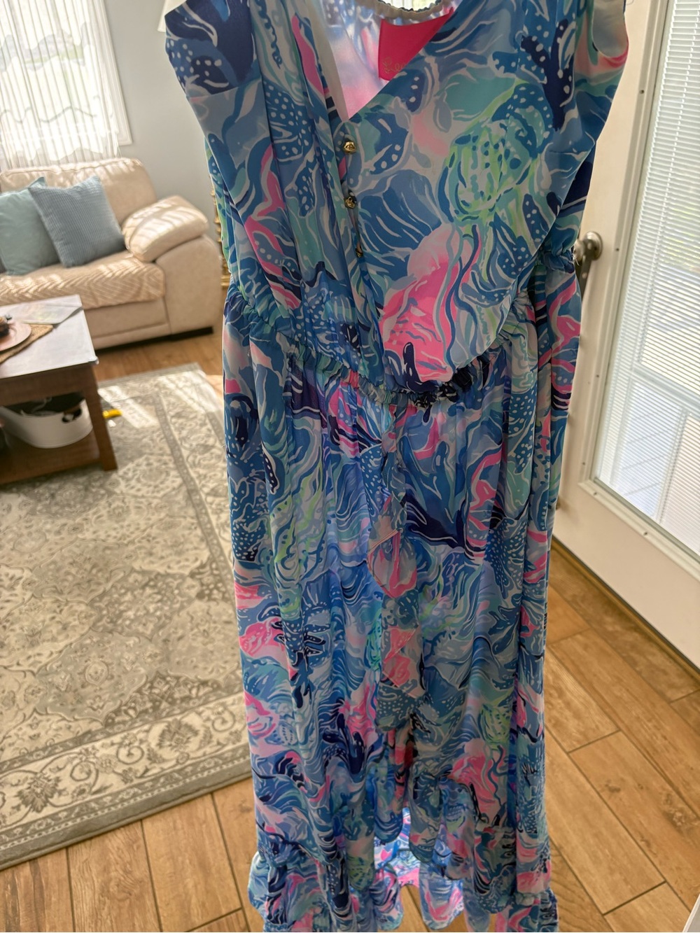 Lilly Pulitzer Blue, Pink & Mint Swirl Print Dress